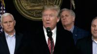 President Trump speaking at Camp David