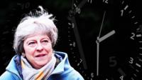 Theresa May and clock graphic