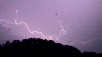 Forks of lightning on the skyline