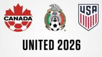Logo for the United bid for the 2026 World Cup showing three logos for Canada, Mexico and USA