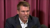 David Warner was tearful throughout the press conference