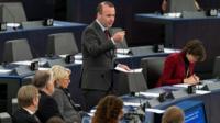 Manfred Weber speaks in the European Parliament