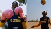 Barbra Banda boxing and playing football