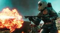 A person holding a flamethrower in a scene from Far Cry New Dawn