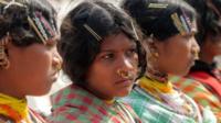 Dongria caste tribal girls in the eastern Indian state of Orissa on 8 February 2019.
