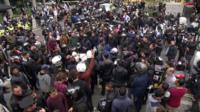Couriers protest outside Uber Eats offices in London