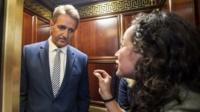 Protestor confronts Senator Jeff Flake in elevator after he announces he is voting to confirm Brett Kavanaugh nomination