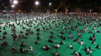 Crowds attend a Tiananmen Square vigil at Hong Kong's Victoria Park