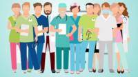 Graphics characters of people who work for the NHS