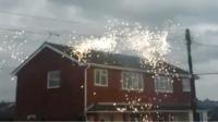 A fault in overhead cables sets off an unusual light show on a street in Essex.