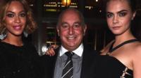 Sir Philip Green with Beyonce and Cara Delevingne