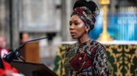 Zamaswazi Dlamini-Mandela em missa em homenagem a Mandela no Reino Unido