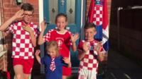 Children in Croatia football kit