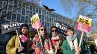 Protesters outside the US embassy in London