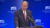 George W Bush giving a speech in New York