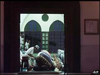 Muslims pray at a mosque in Mombasa