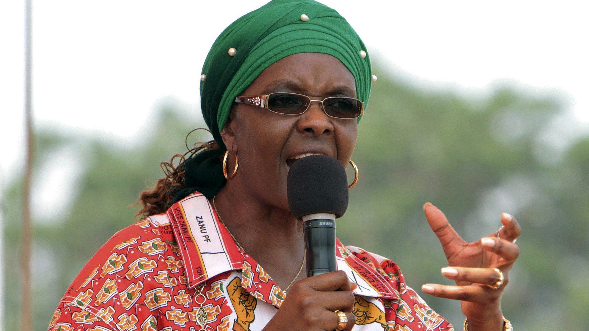 Zimbabwe's First Lady Grace Mugabe addressing her maiden political rally in Chinhoyi October 2, 2014