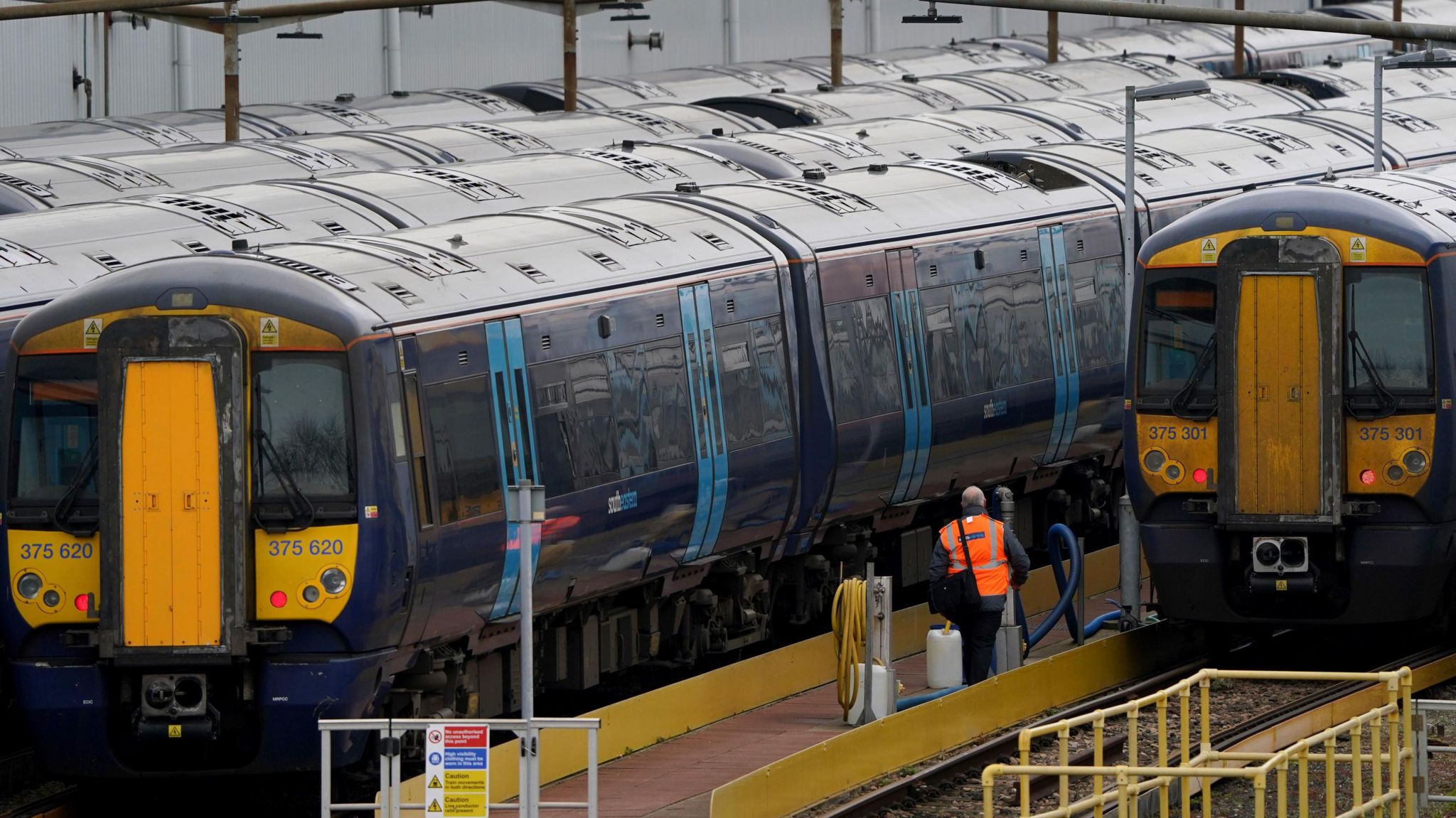 Southeastern trains in sidings at Ramsgate station in Kent during a previous strike