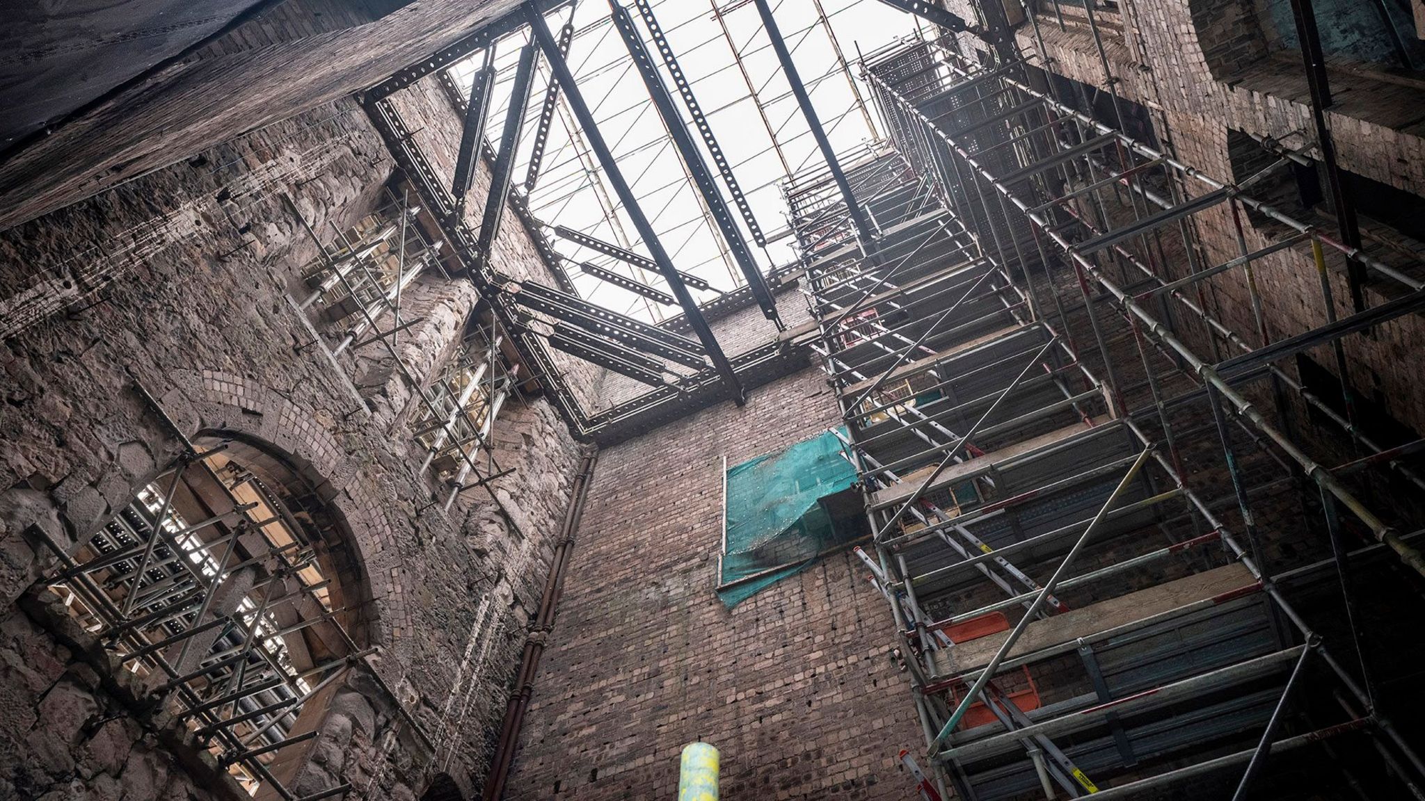 Restoration work at The Mackintosh Building in April 2024