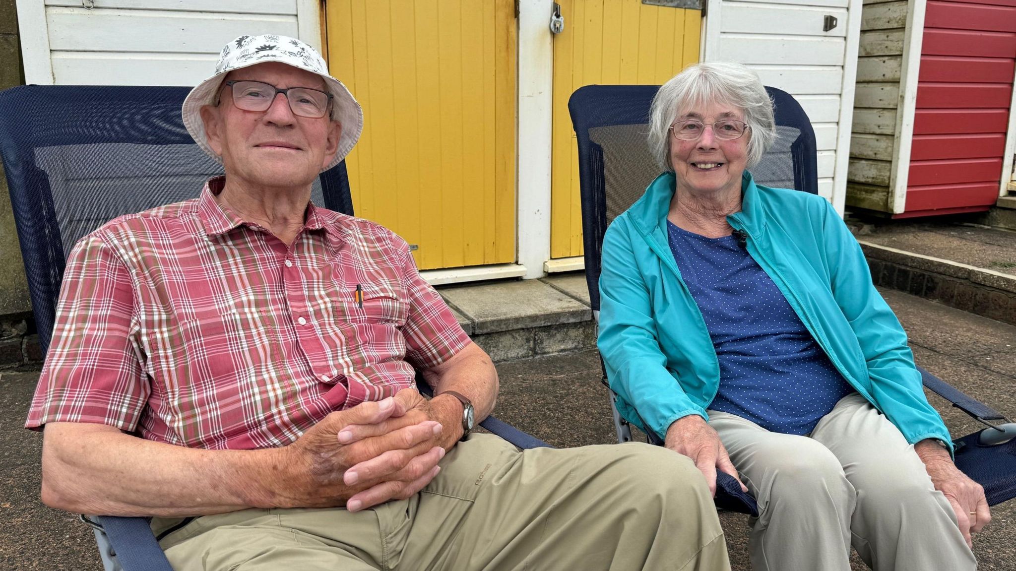 Colin and Doreen Hunt in deck chairs