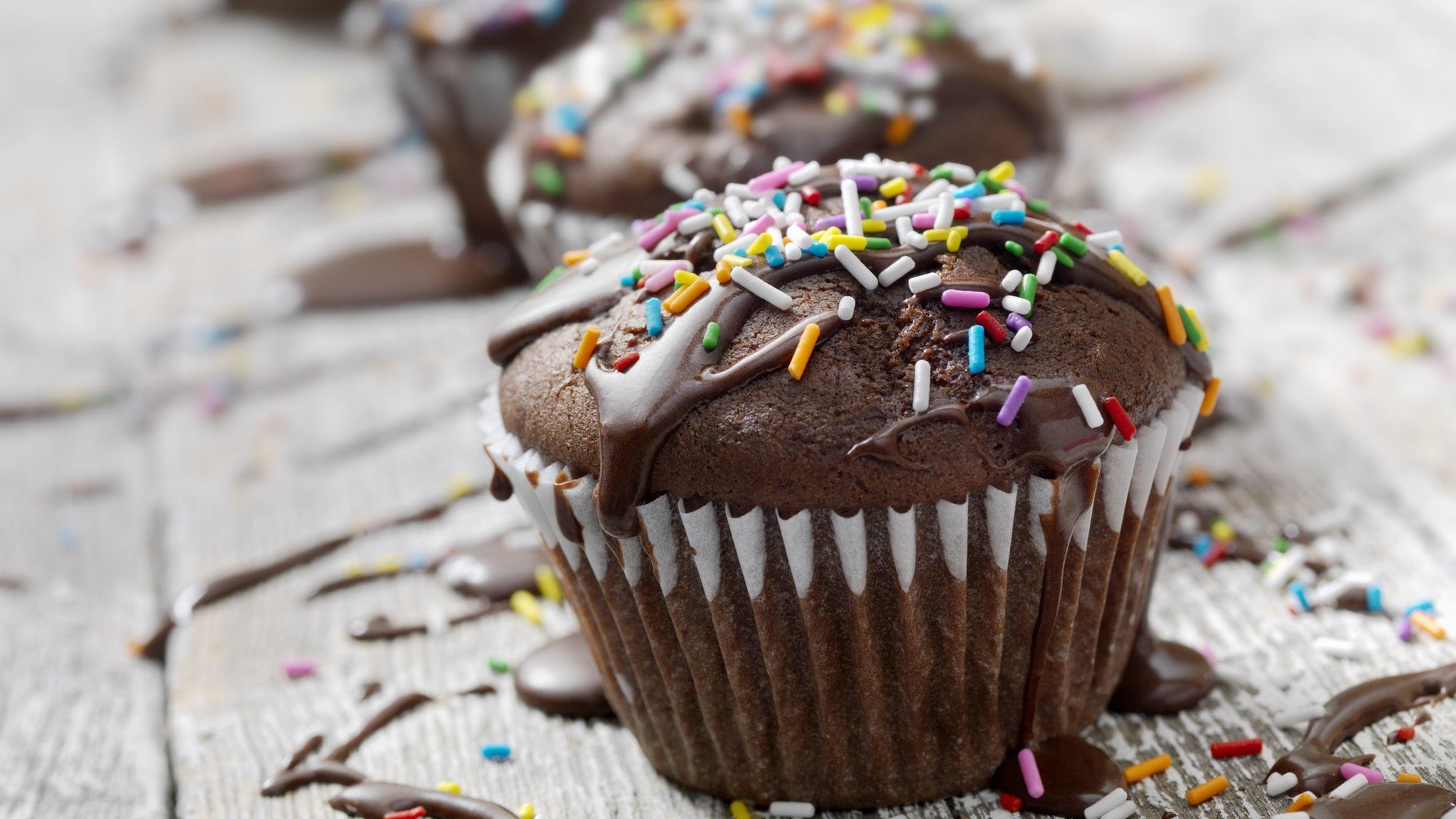 A stock image of a chocolate cupcake