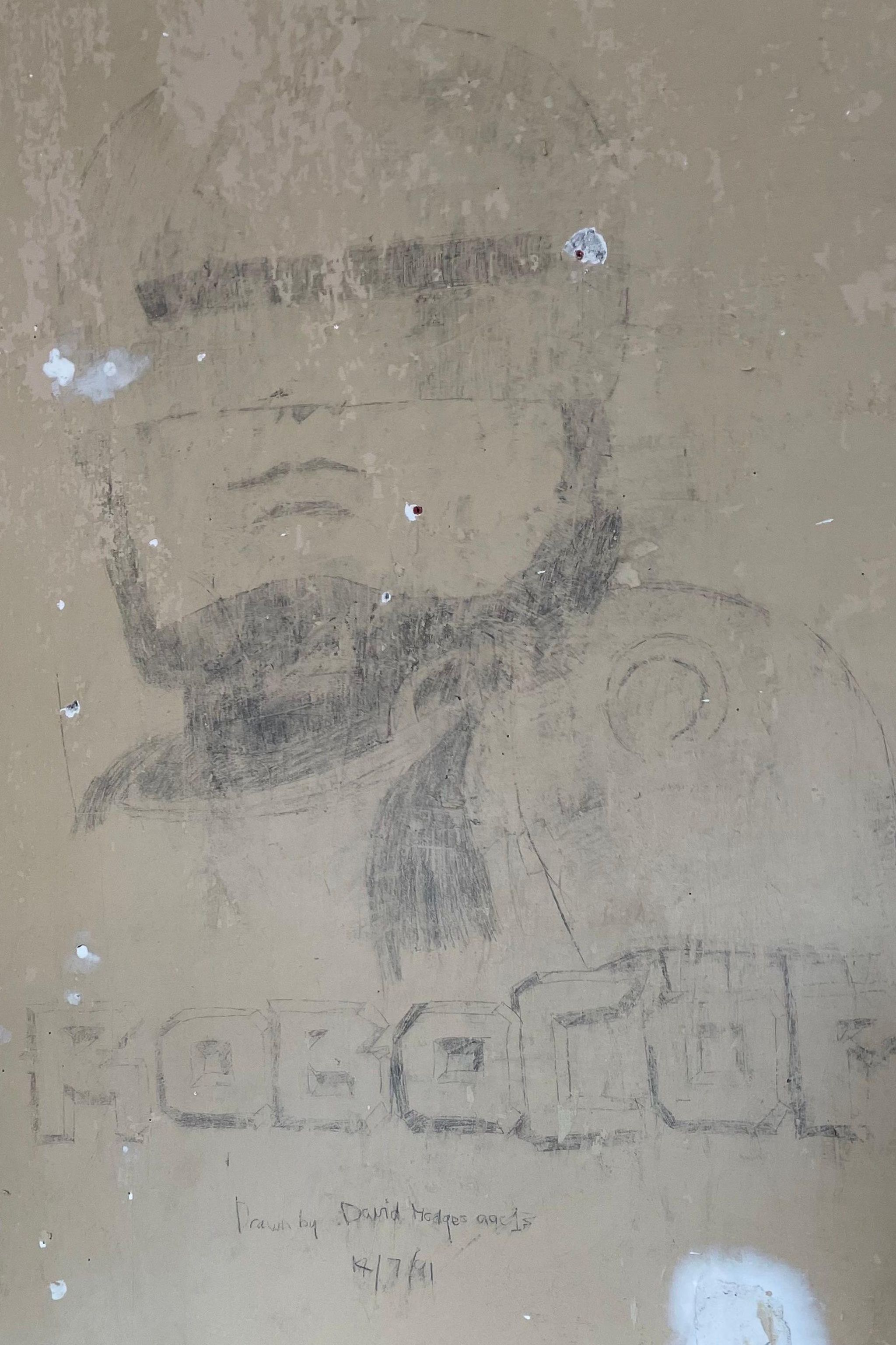 A drawing on the wall of Robocop