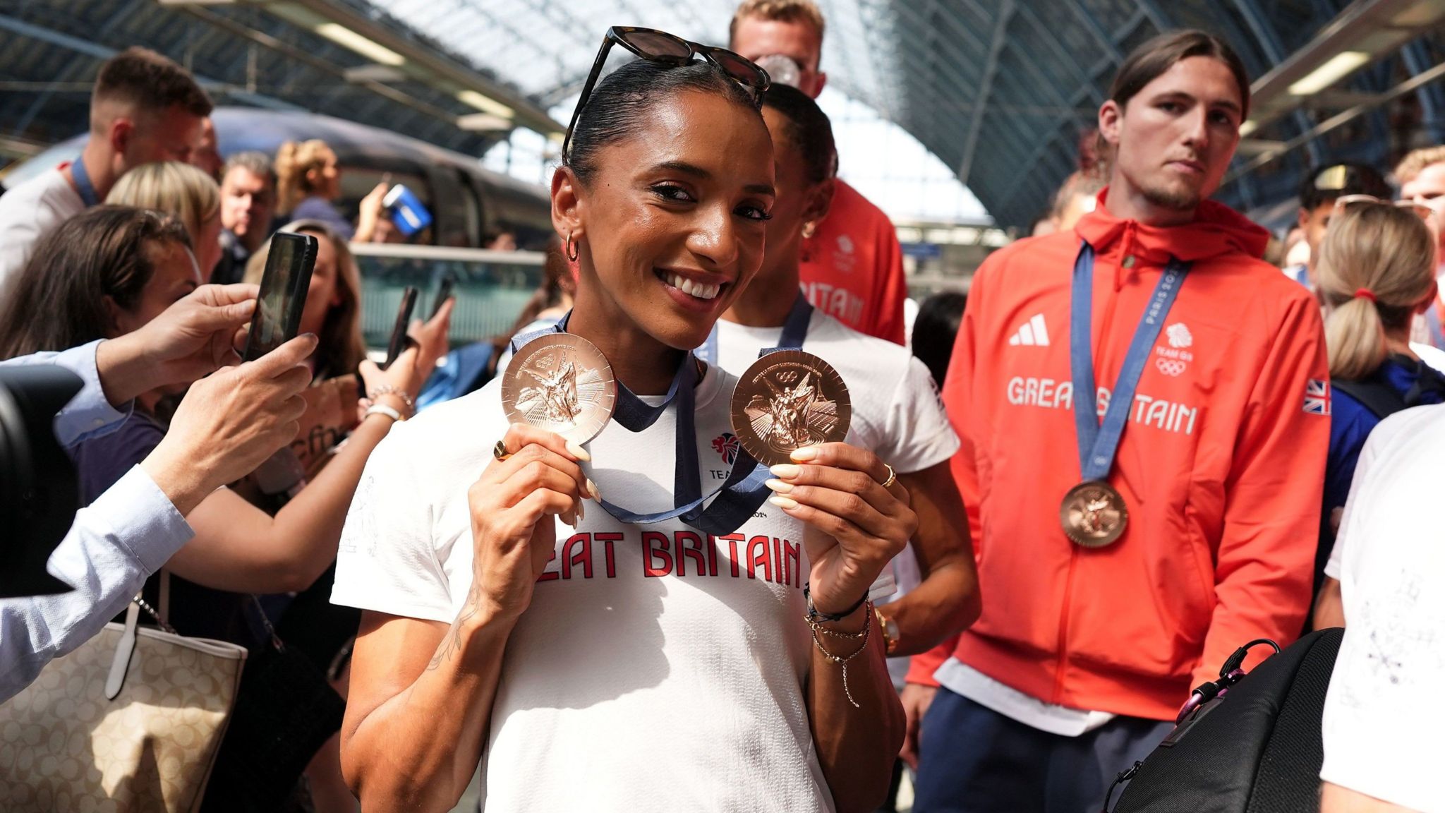 Laviai Nielsen posing with her medals