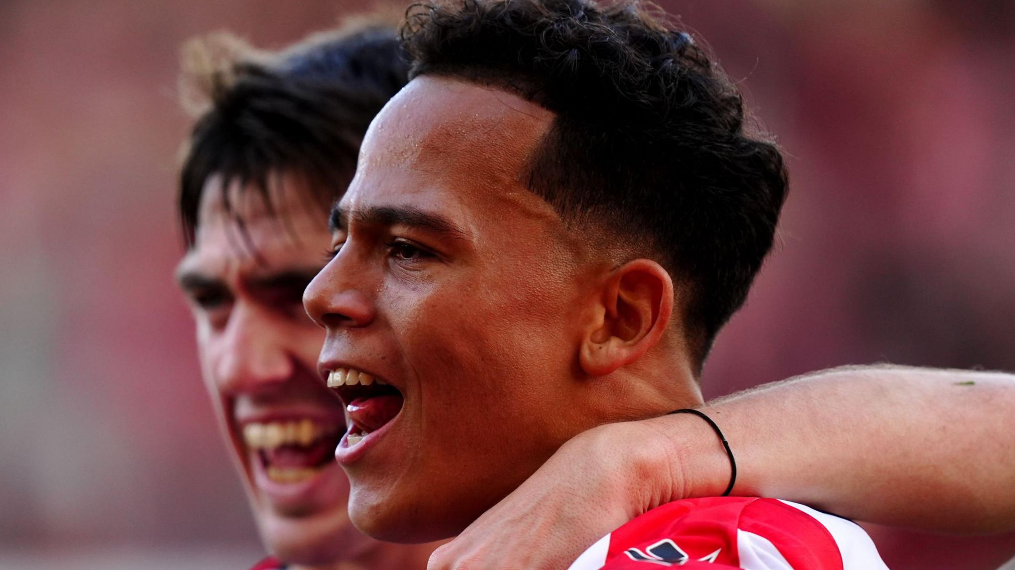 Stoke City's Million Manhoef celebrates scoring their side's first goal of the game during the Championship match at the bet365 Stadium, Stoke-on-Trent. 