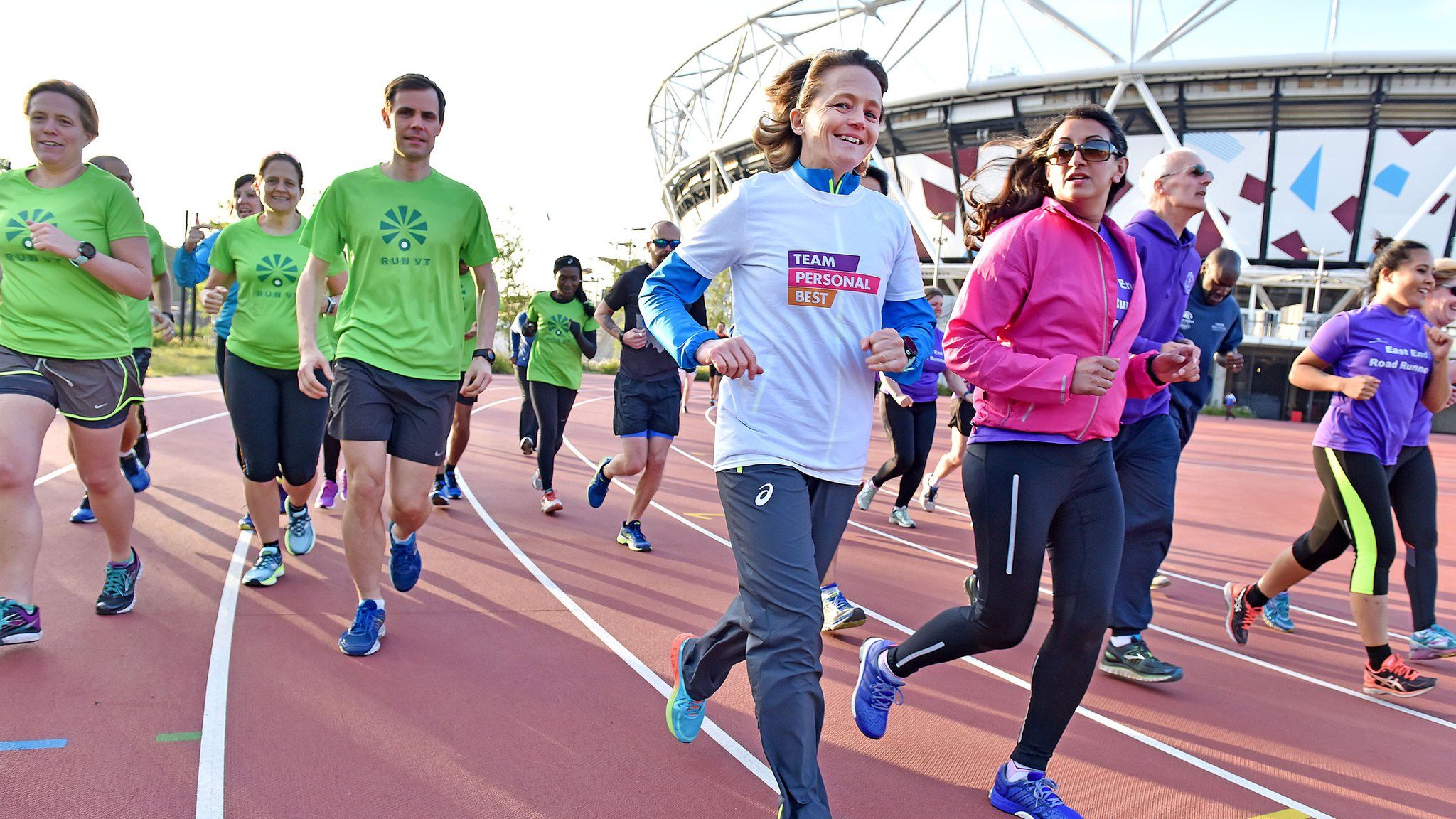 Team Personal Best hosted a community running club takeover at the Queen Elizabeth Olympic Park with Olympian distance runner Mara Yamauchi