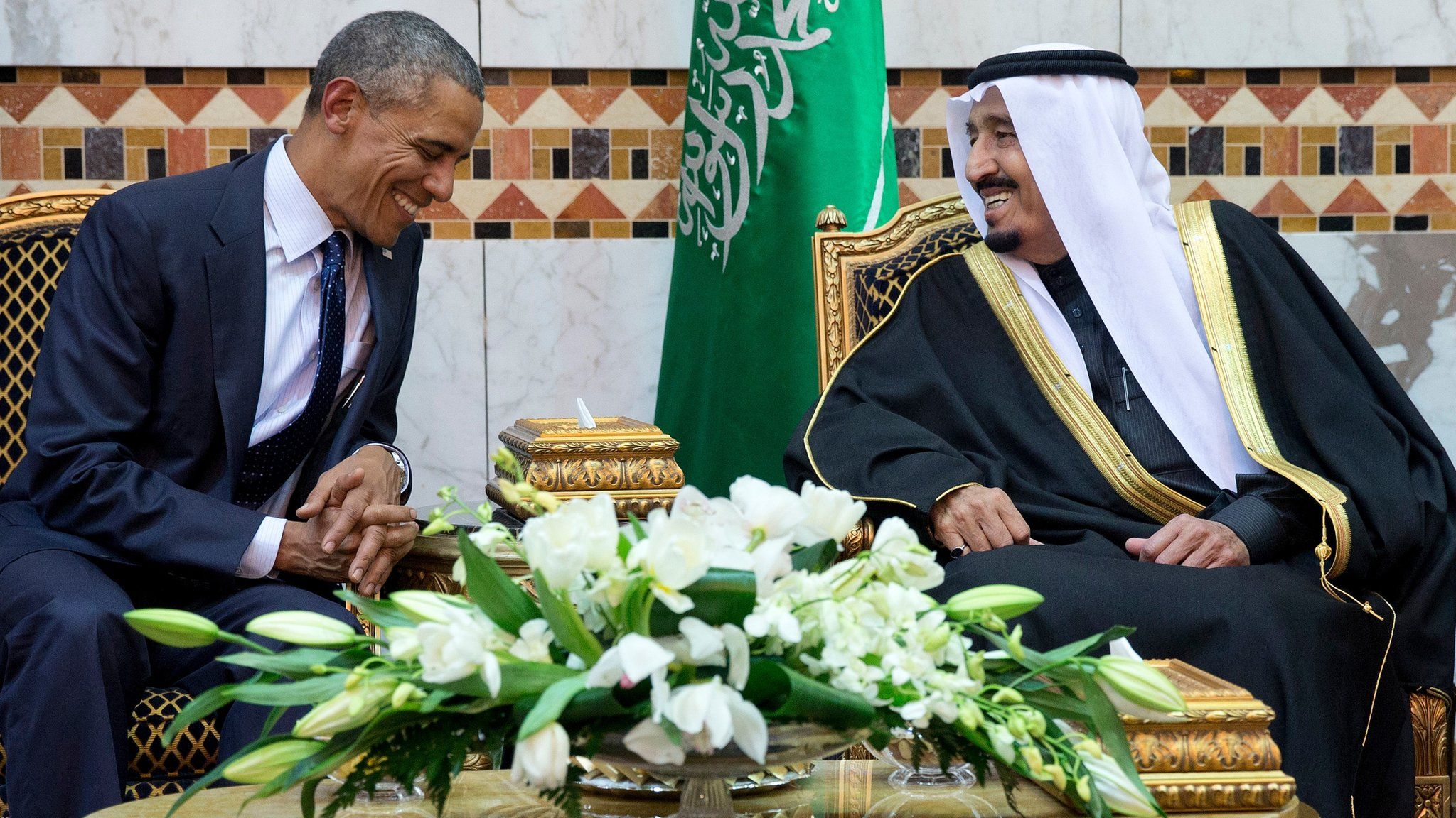 US President Barack Obama meets King Salman in Riyadh, Saudi Arabia (27 January 2015)