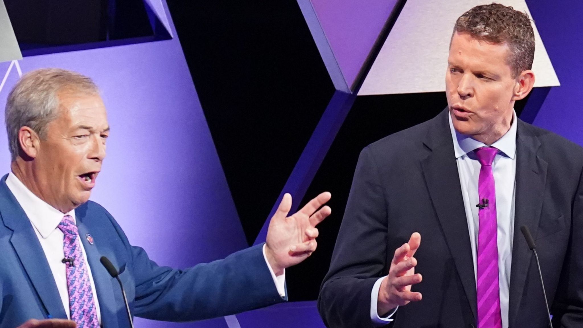 Nigel Farage and Rhun ap Iorwerth at a televised general election debate