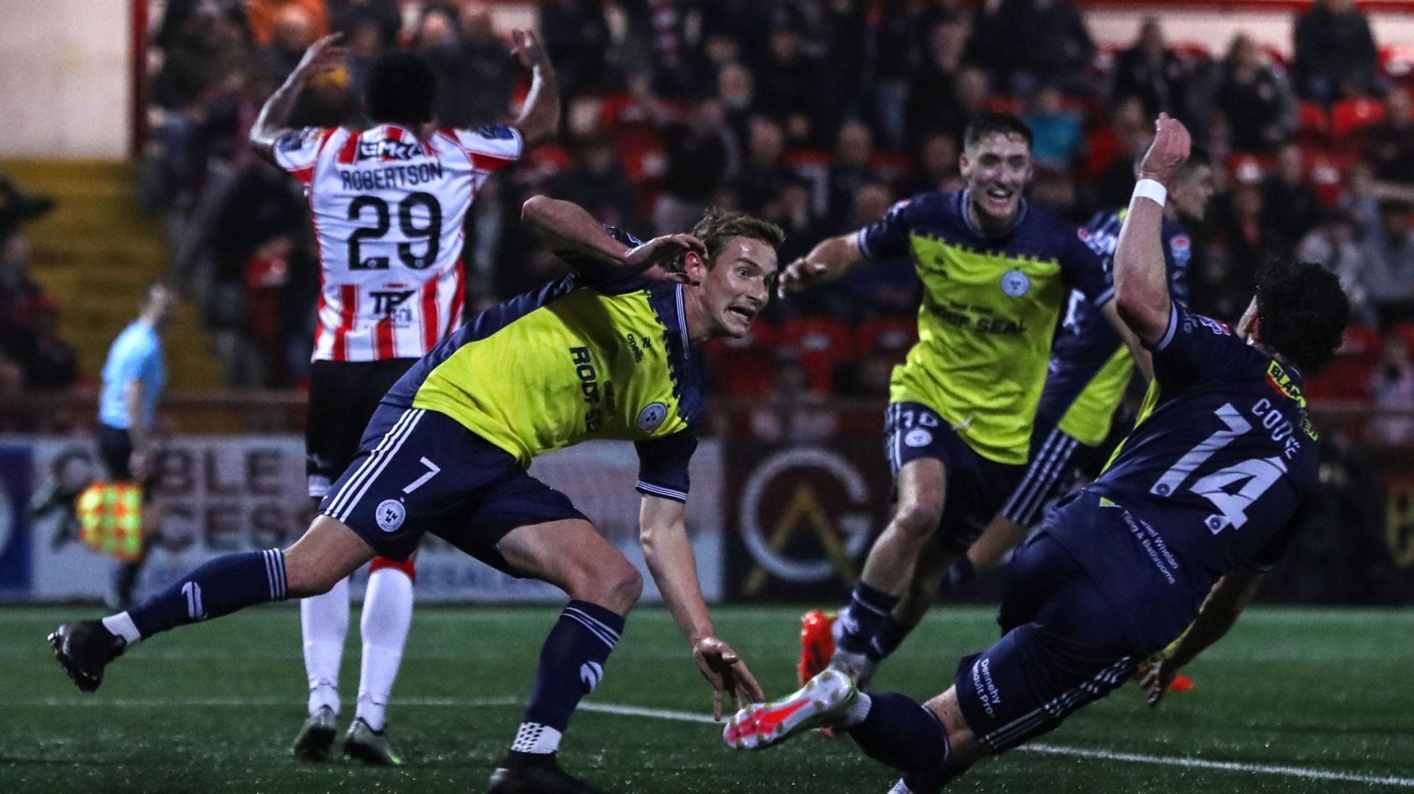 Harry Wood celebrates scoring the winning goal