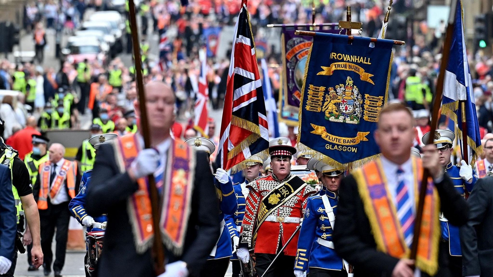 An Orange march through the streets of Glasgow