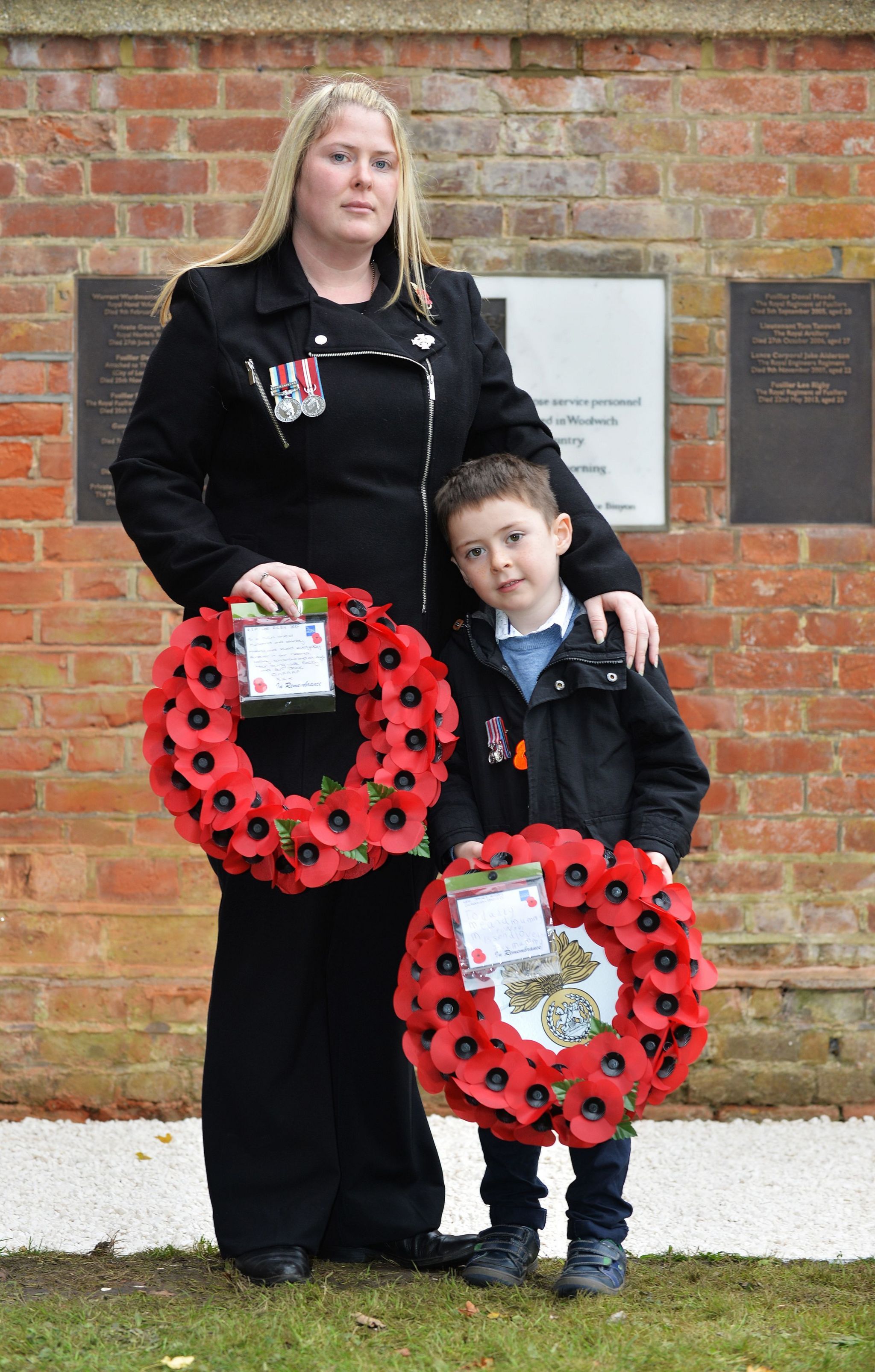 Rebecca Rigby, the widow of murdered Fusilier Lee Rigby, and son Jack
