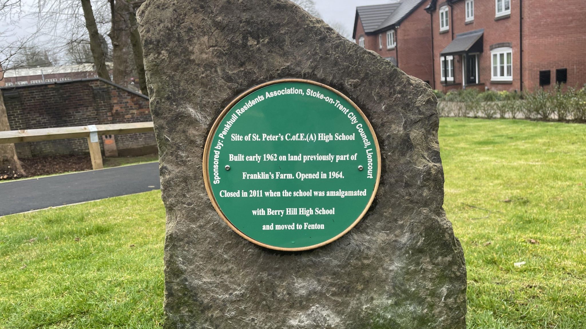 Plaque commemorating former school in Penkhull