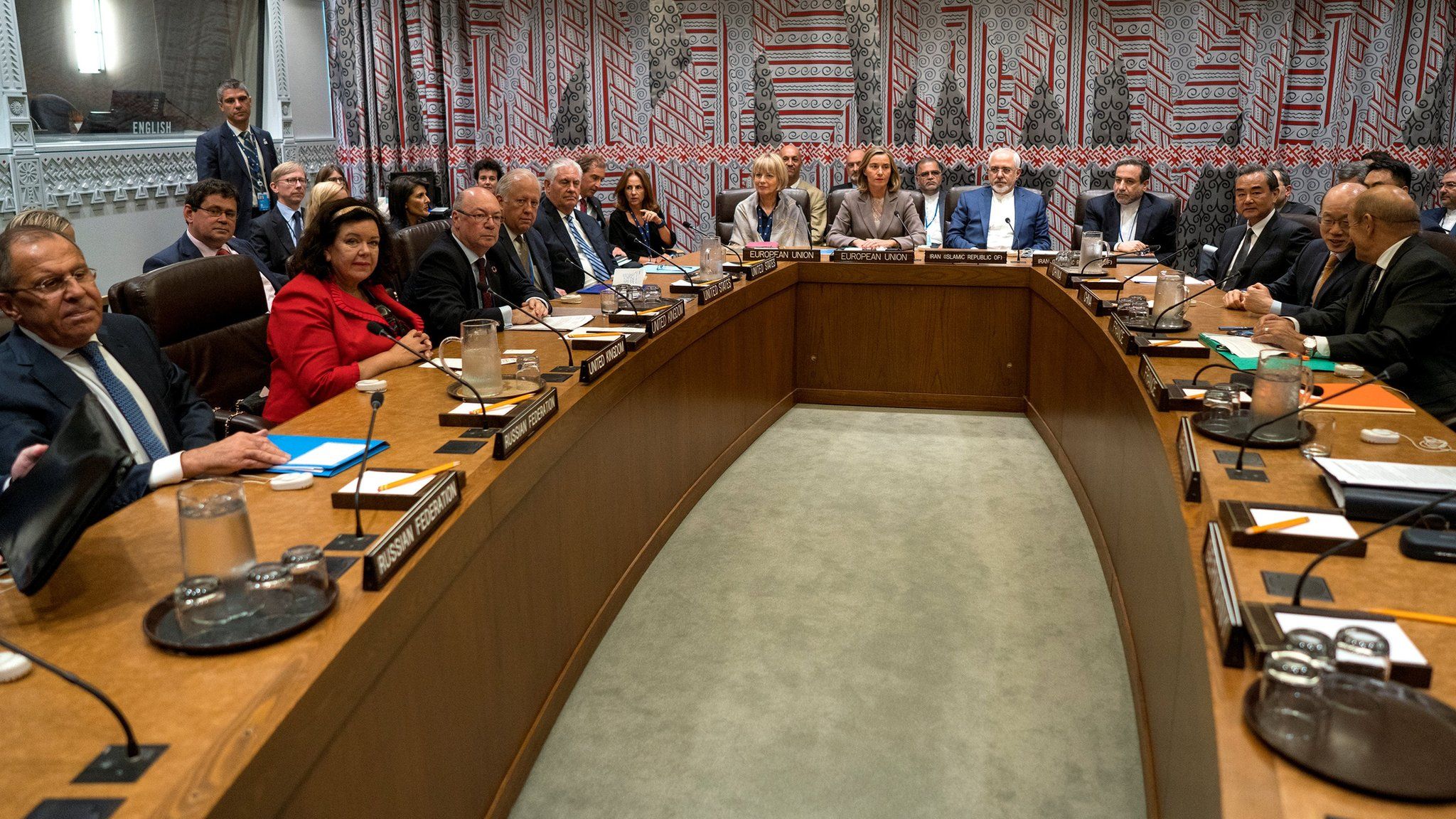 Foreign ministers and other delegates to the seven-party talks at the UN in New York - 20 September