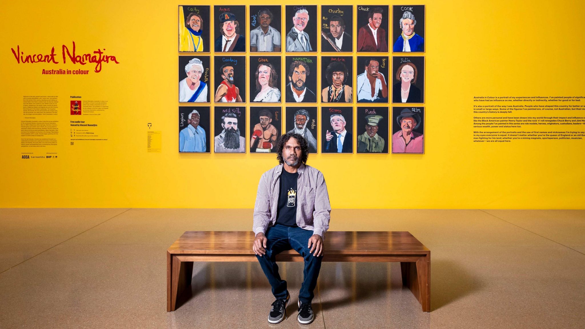 Vincent Namatjira with his Australia in Colour installation