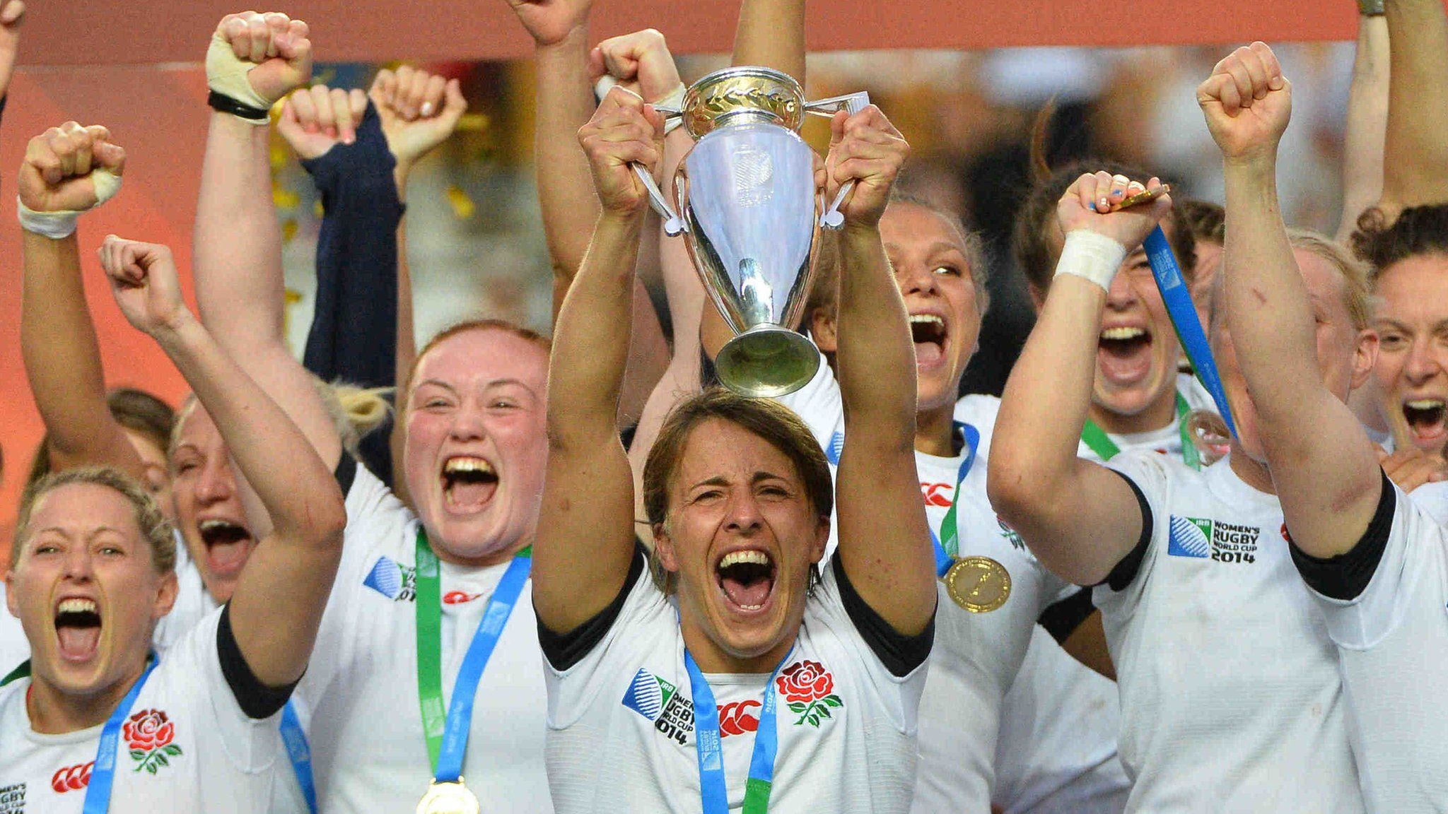 England women celebrate their World Cup win in 2014