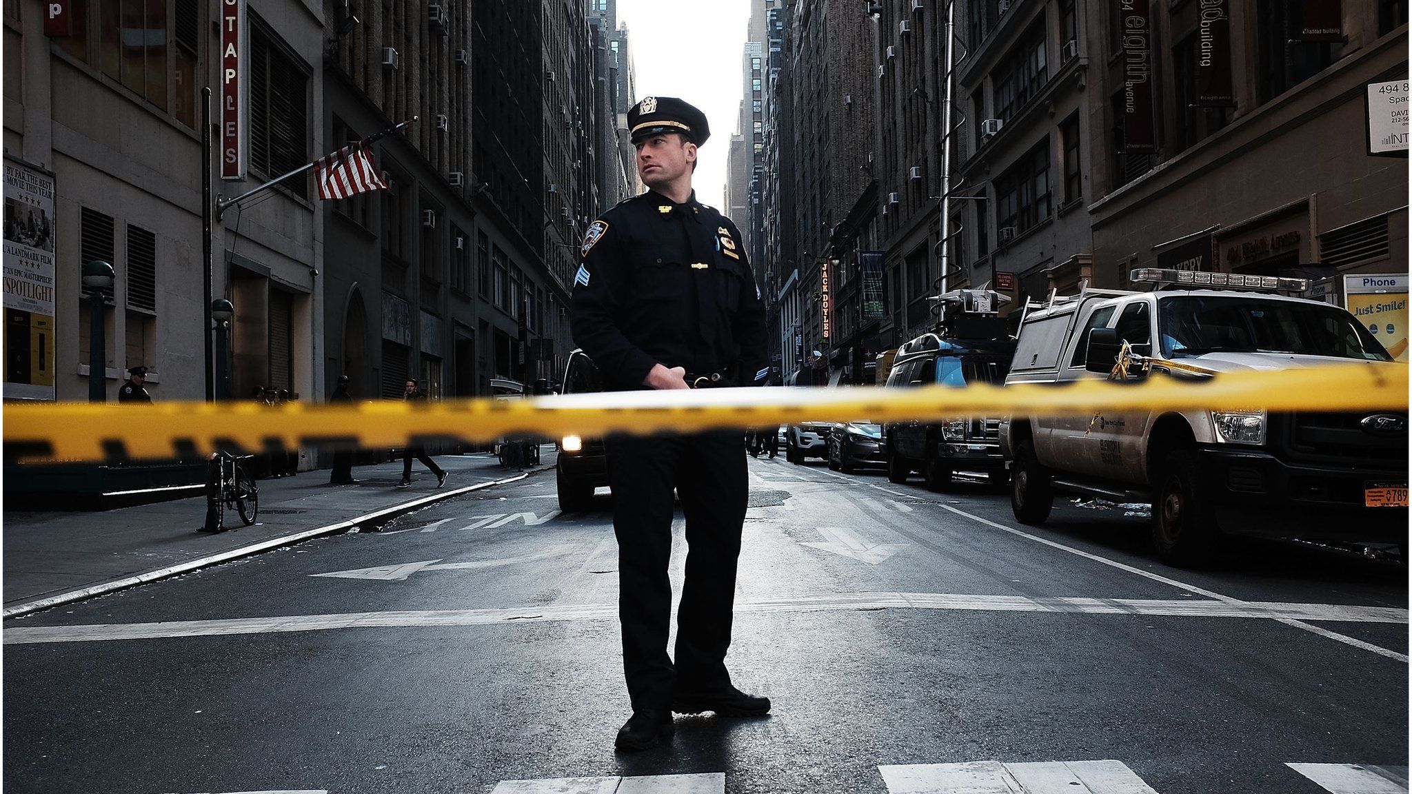 New York policeman outside Penn Station, New York City