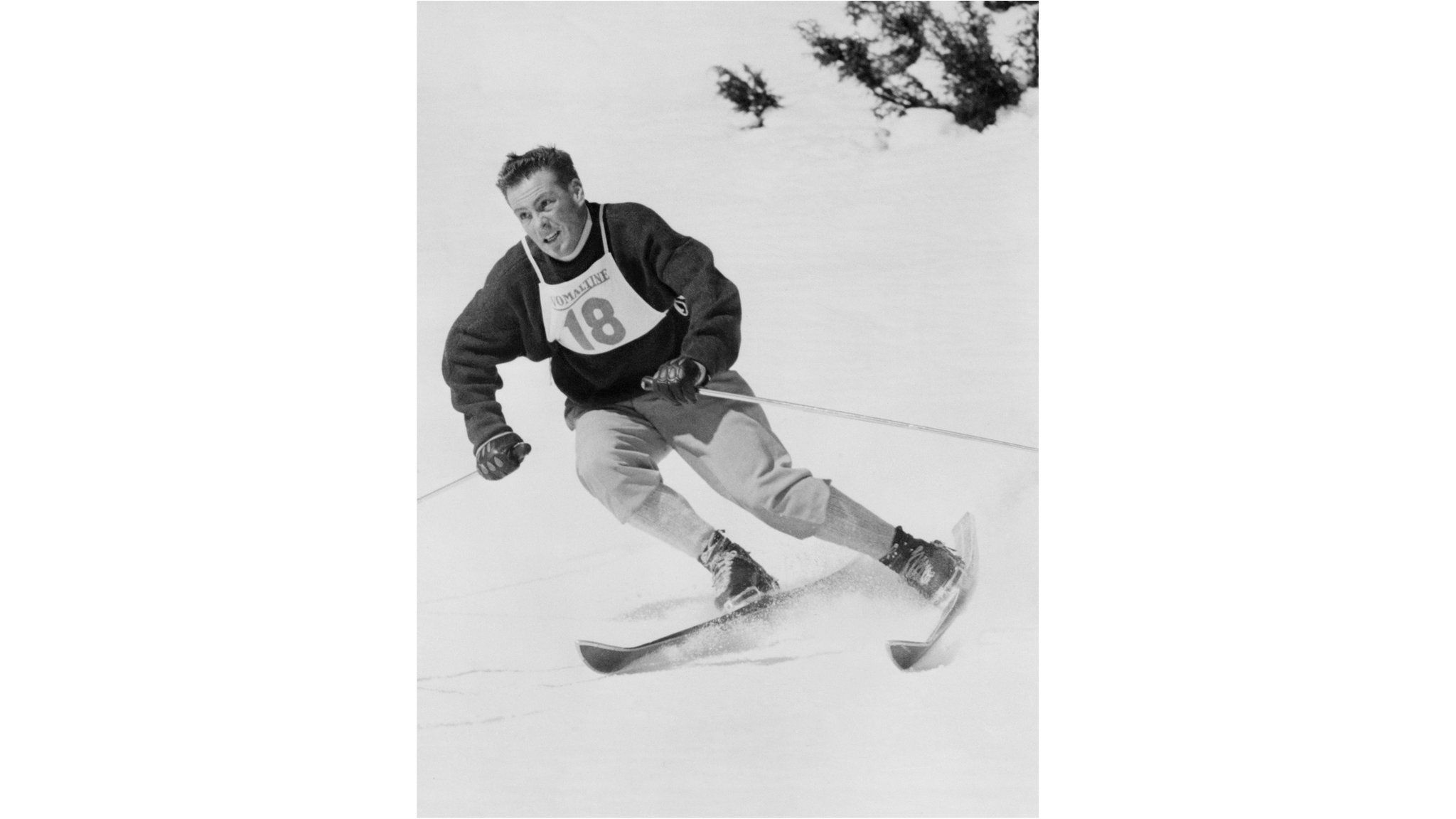 French skier Jean Vuarnet competing during the Winter Olympic Games, Feb 1960