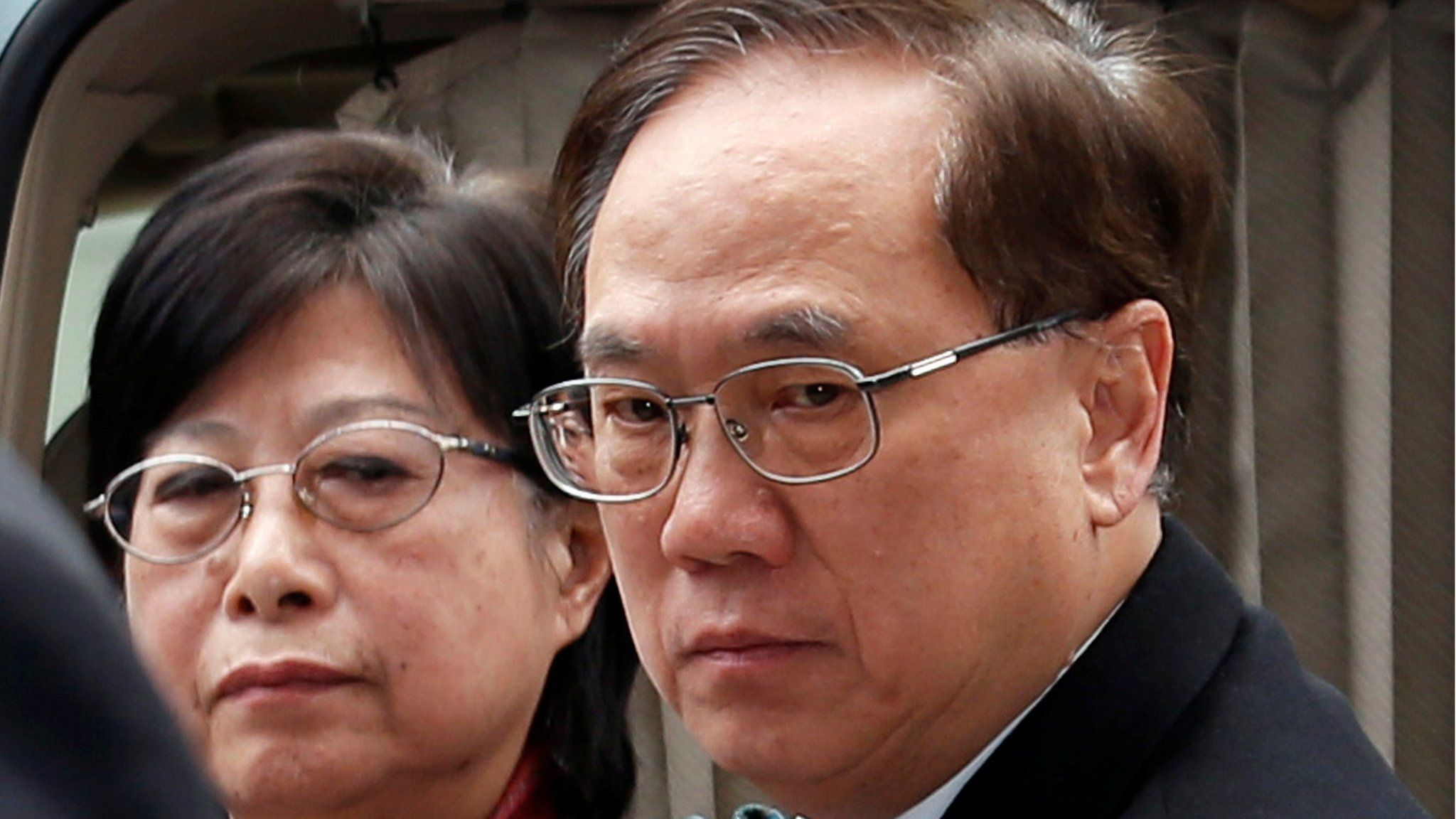 Former Hong Kong Chief Executive Donald Tsang and his wife Selina arrive the High Court in Hong Kong, China, February 20, 2017.