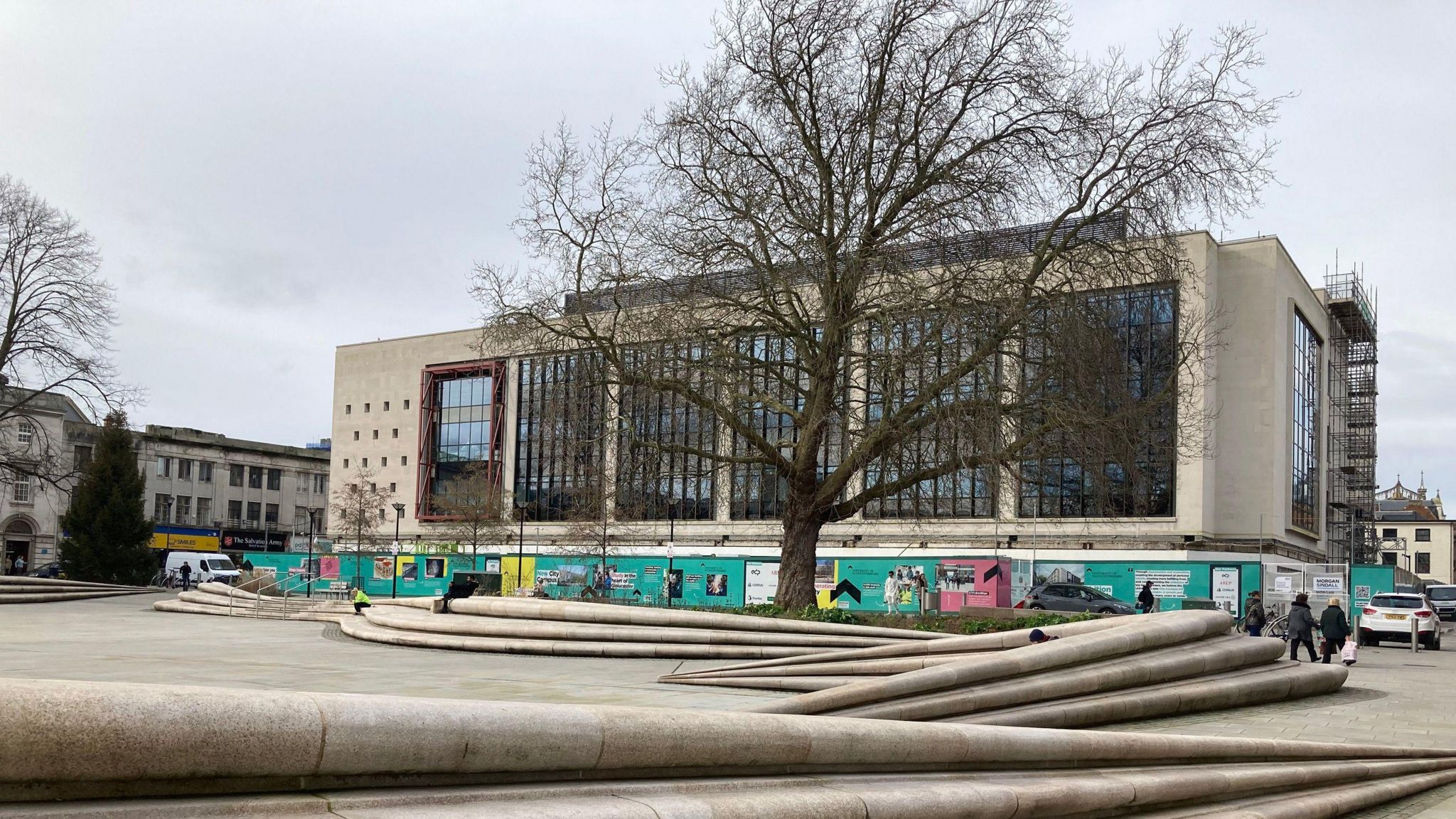 The new University of Gloucestershire campus in Kings Square, Gloucester, on a cloudy day