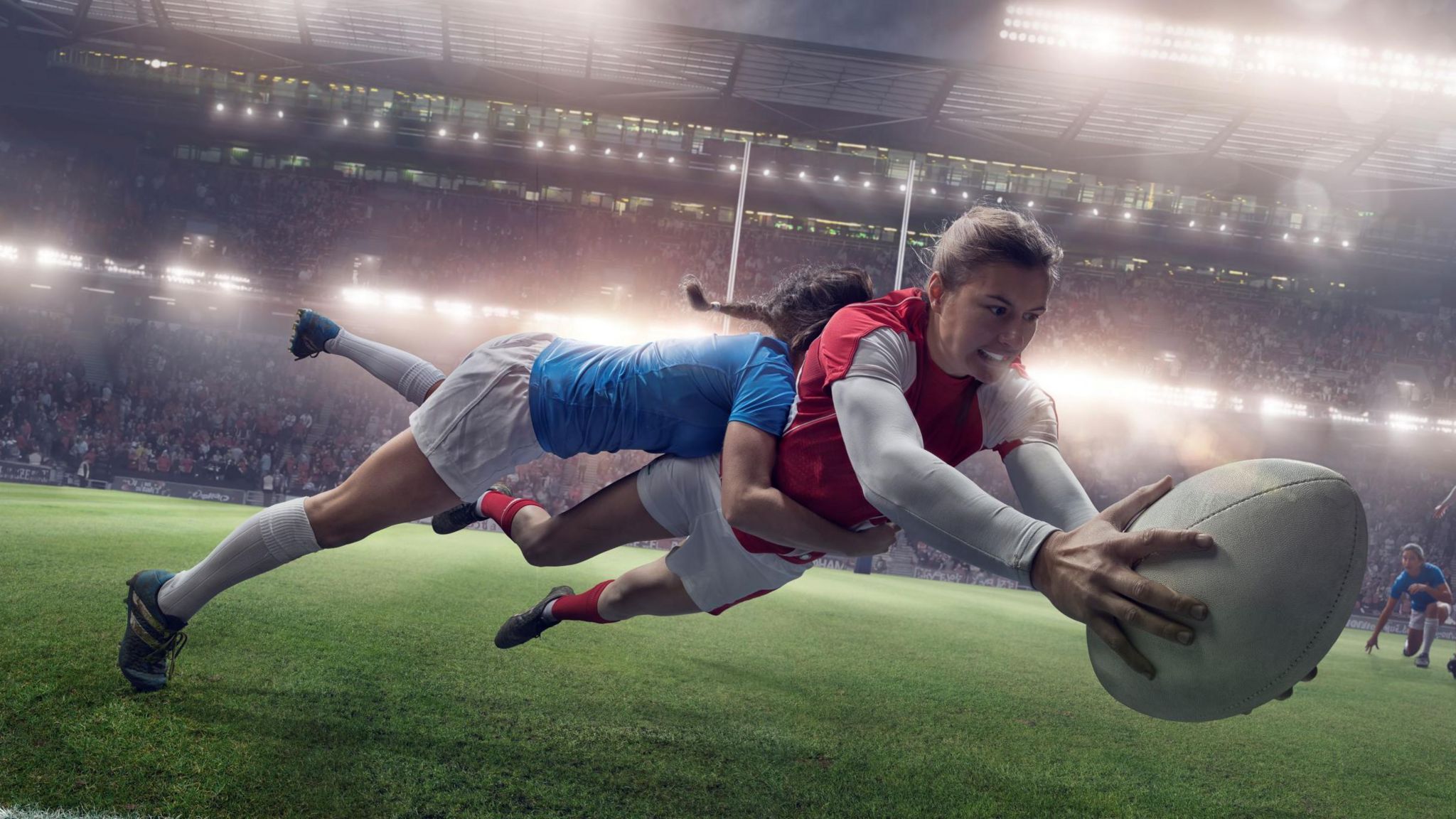 Women playing rugby