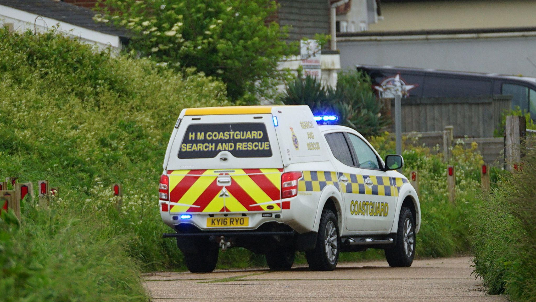 A coastguard vehicle at Pevensey Bay