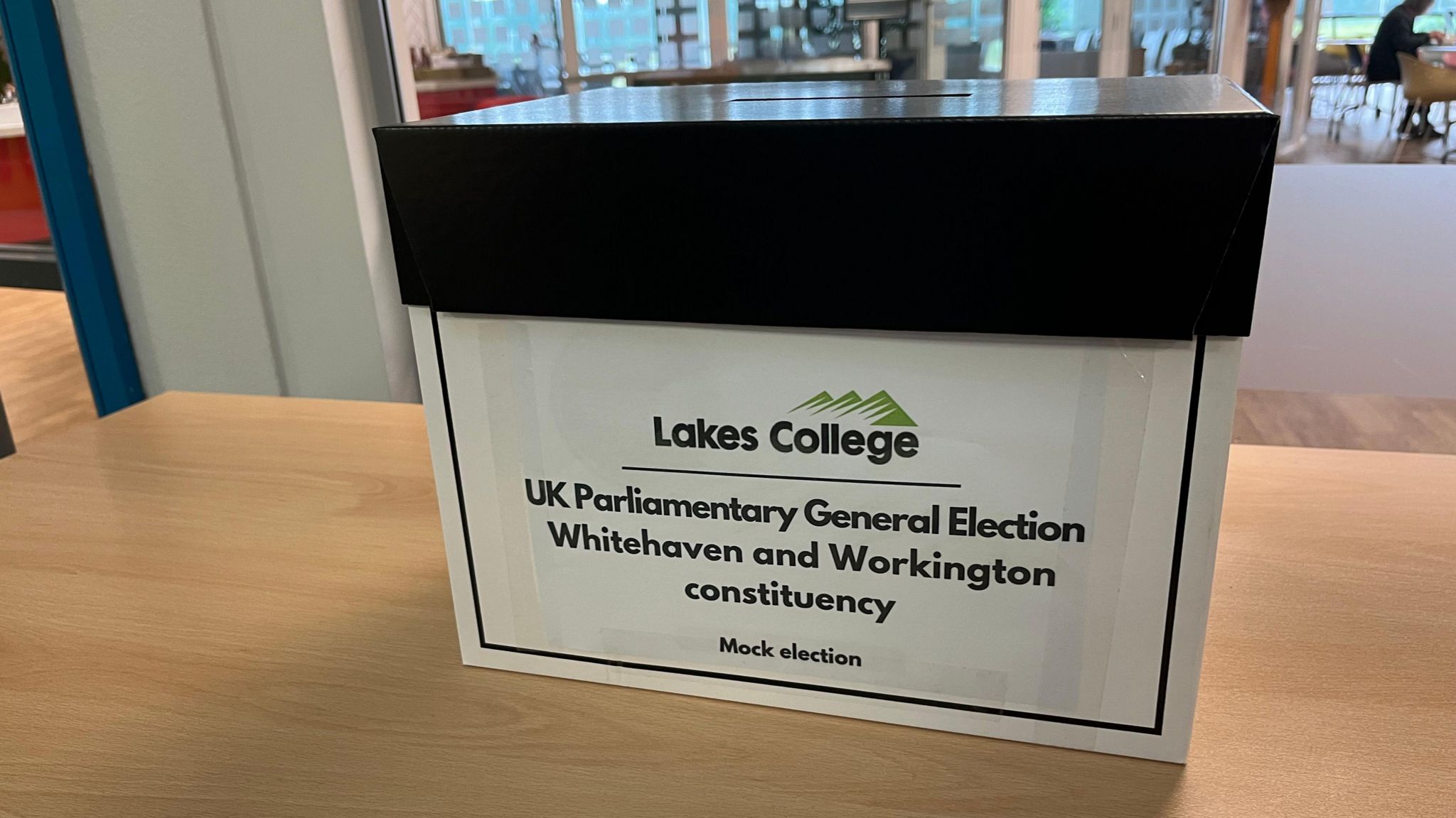 A mock ballot box used at Lakes College to show students what to expect when voting