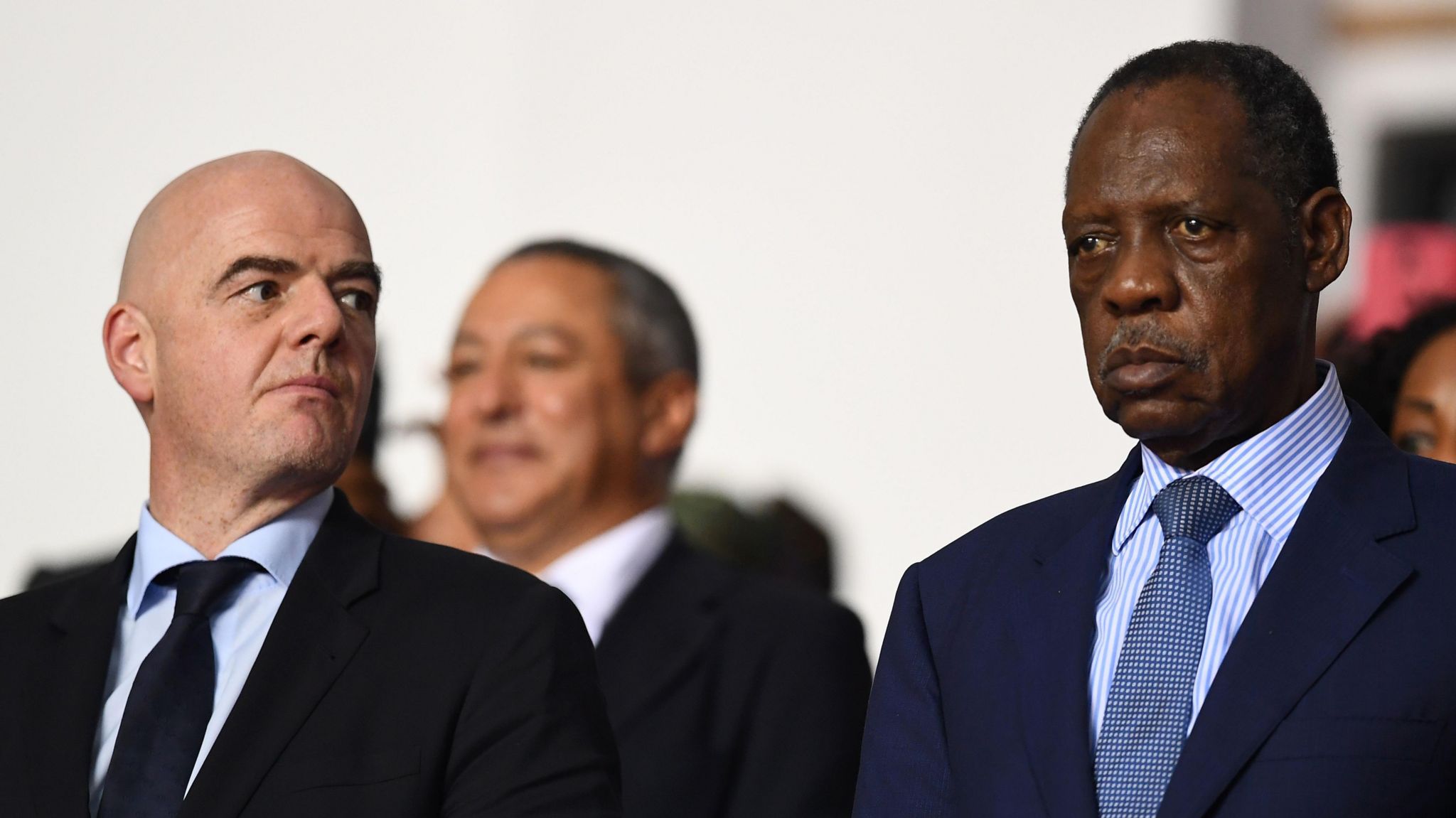 Fifa president Gianni Infantino pictured alongside Issa Hayatou in 2017