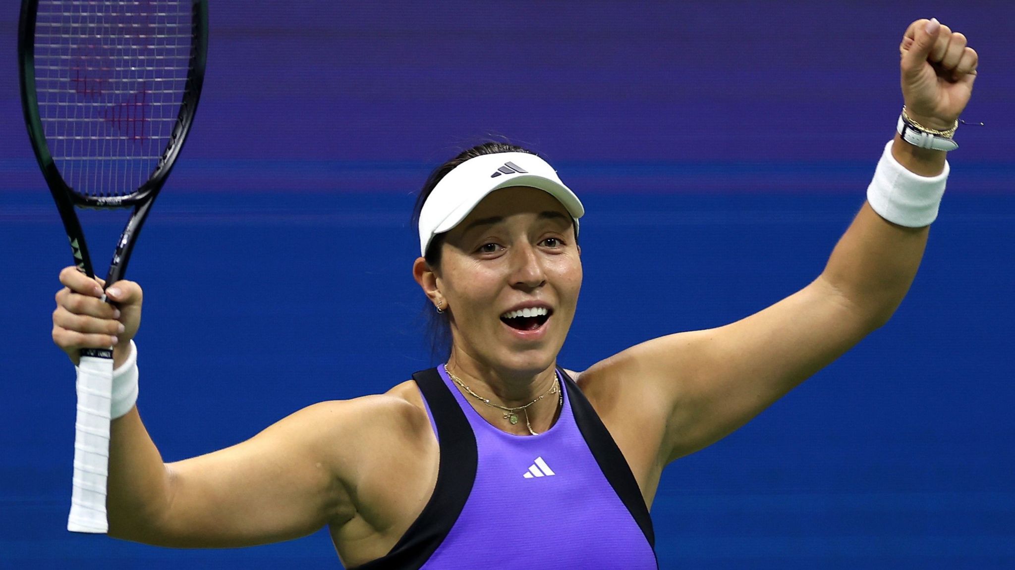 Jessica Pegula celebrates her US Open semi-final victory