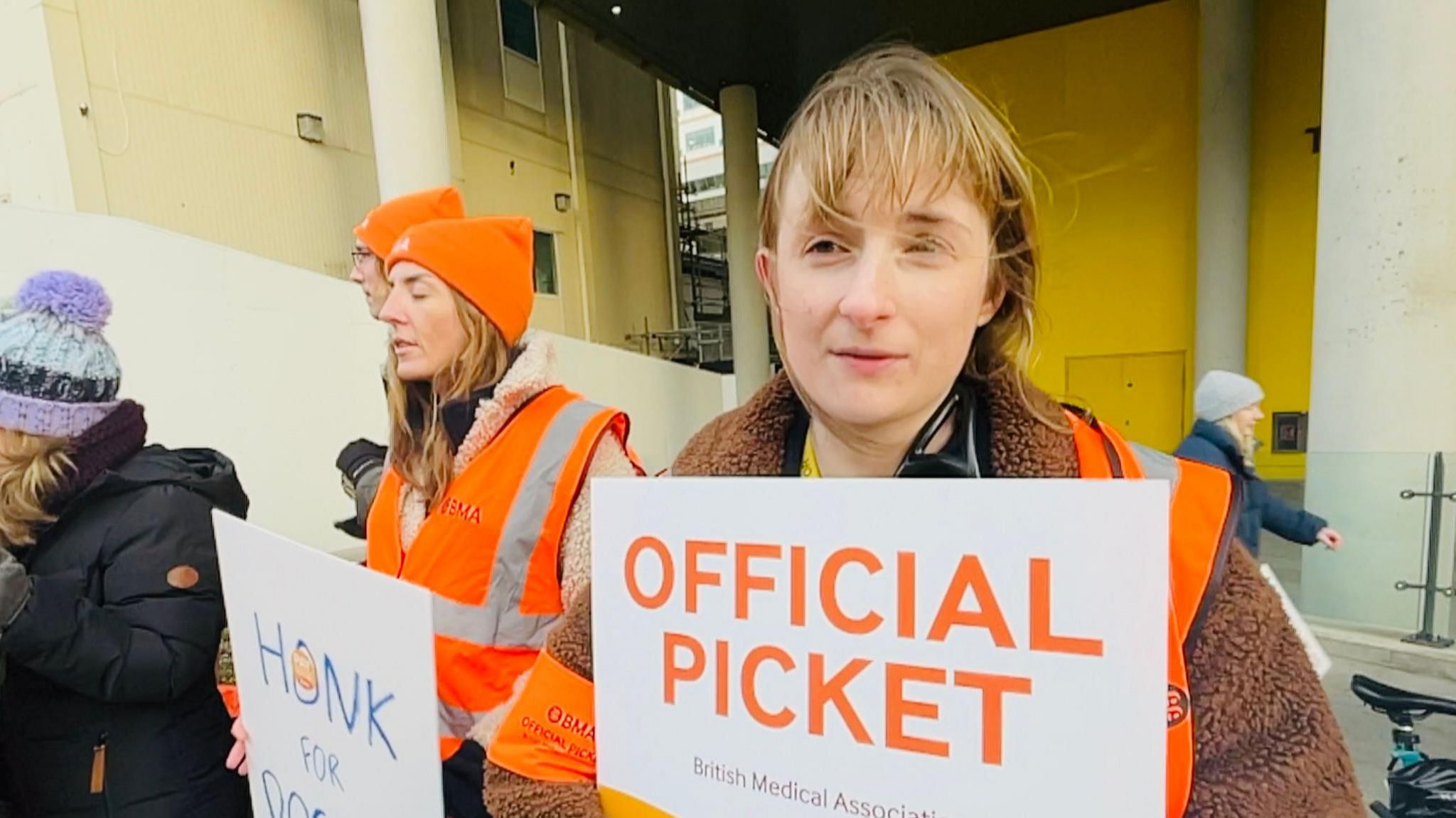 Dr Lara McNeill, A&E doctor on picket line in Brighton  