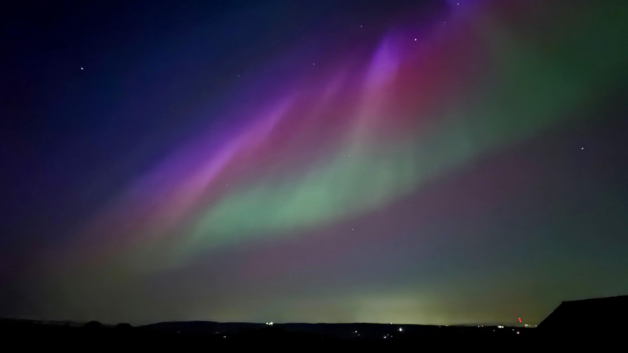 The Northern Lights seen from a hill in Chipping in the Ribble Valley