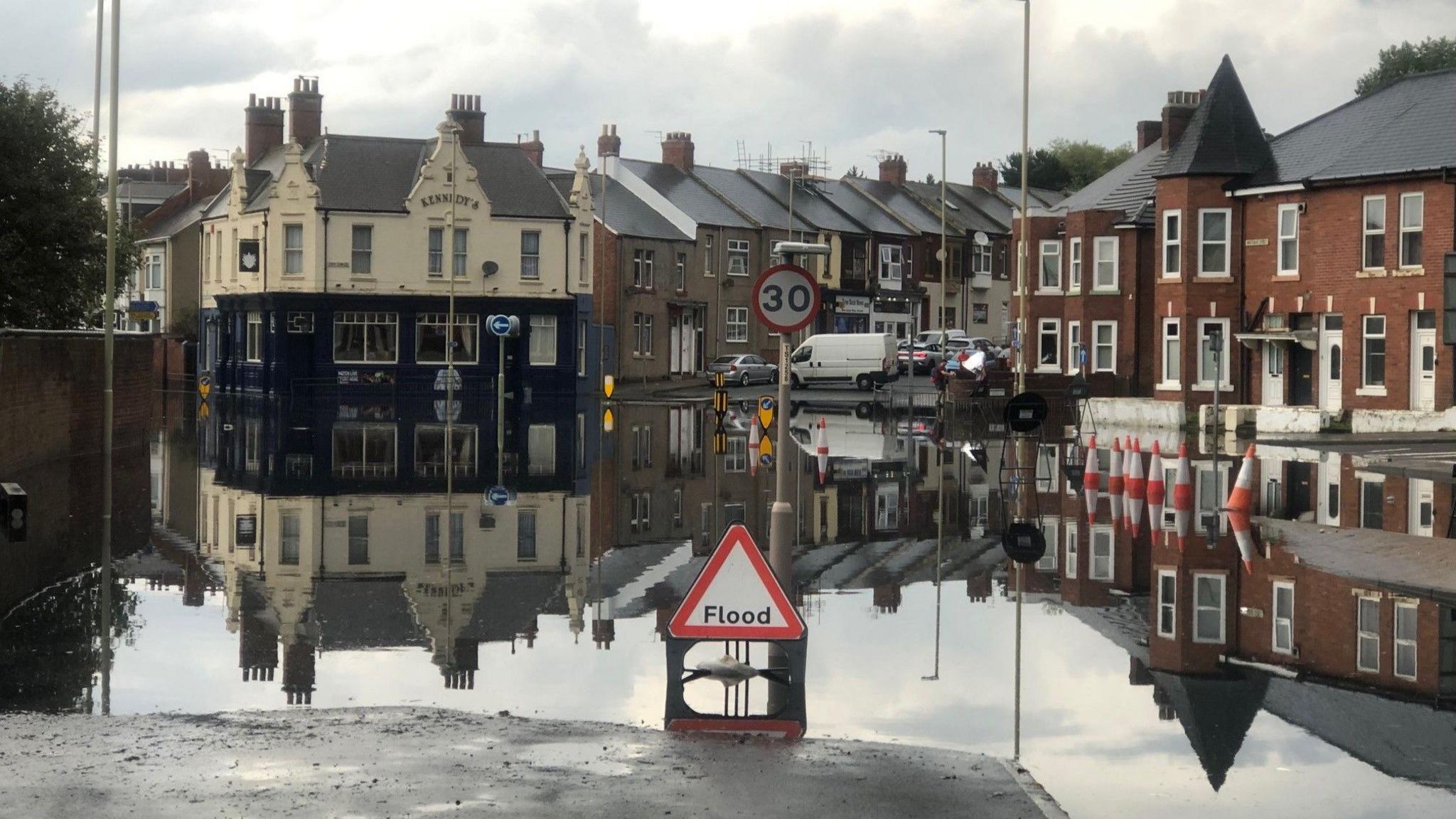 Flooding outside Kennedy's pub